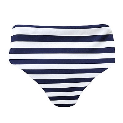 Calcinha de Biquíni Hot Pants Fio Duplo Listras Azul Navy