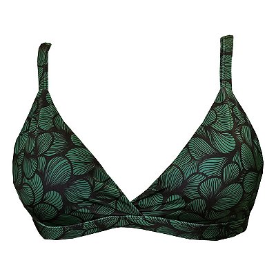 Top de Biquíni Triangulo Fixo Ondas Verde