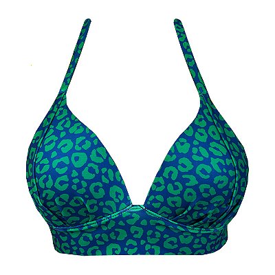 Top de Biquíni Meia Taça Oncinha Verde e Azul