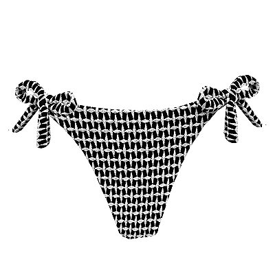 Calcinha de Biquíni Empina Bumbum Preto e Branco Jacquard