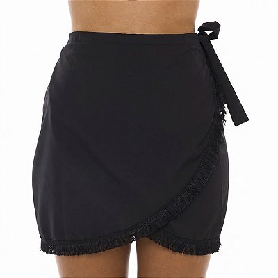 Saída de Praia Saia Pareô Preto Liso