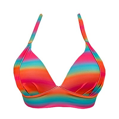 Top de Biquíni Meia Taça Arco-íris Colorido