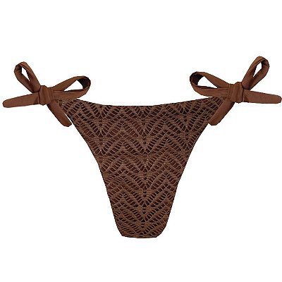 Calcinha de Biquíni Empina Bumbum Marrom Rendado