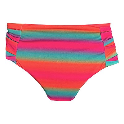 Calcinha de Biquíni Hot Pants Franzida Arco-íris Colorido