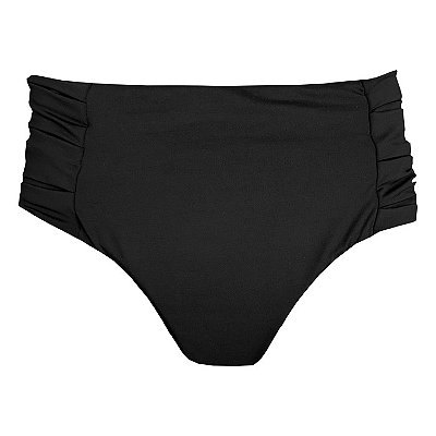 Calcinha de Biquíni Hot Pants Franzida Preto Liso