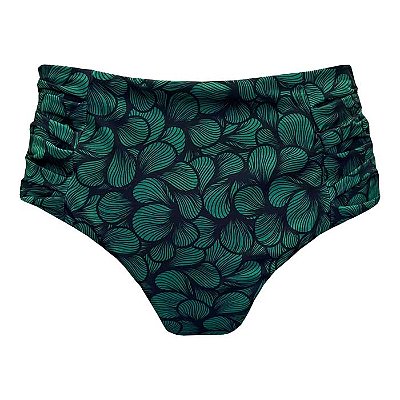 Calcinha de Biquíni Hot Pants Franzida Ondas Verde
