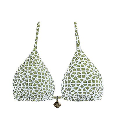 Top de Biquíni Cortininha Verde Pistache Jacquard