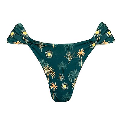 Calcinha Inteira de Biquíni Empina Bumbum Solar Tropical Verde