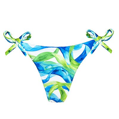 Calcinha de Biquíni Empina Bumbum Algas Marinhas Verde e Azul