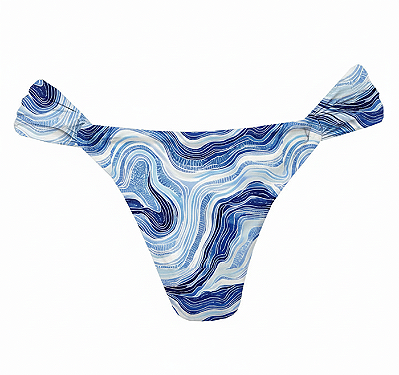 Calcinha Inteira de Biquíni Empina Bumbum Maresia Azul e Branco
