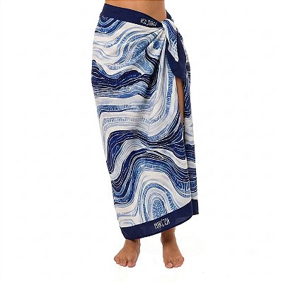 Canga de Praia Pareô Maresia Azul e Branco