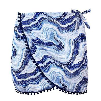 Saída de Praia Saia Pareô Maresia Azul e Branco