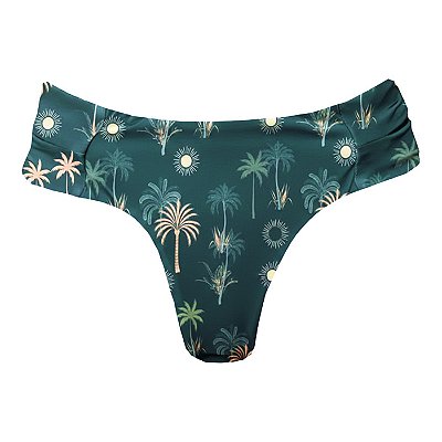 Calcinha Tradicional de Biquíni Alça Larga Borboleta Solar Tropical Verde