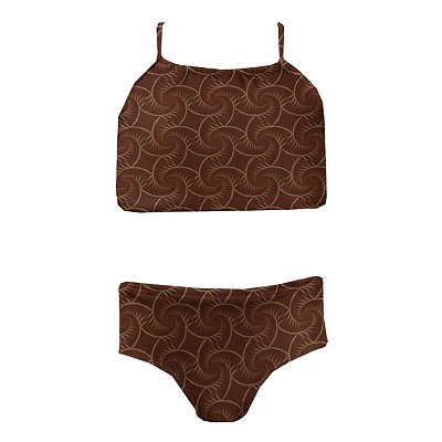 Conjunto de Biquíni Infantil Kids Conchas Marrom