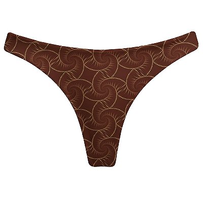 Calcinha de Biquíni Tanga Fio Duplo Conchas Marrom