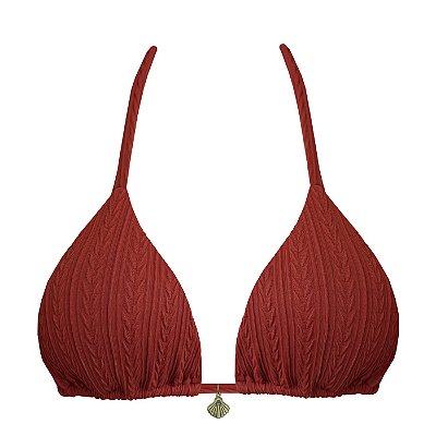 Top de Biquíni Cortininha Vermelho Marsala Jacquard