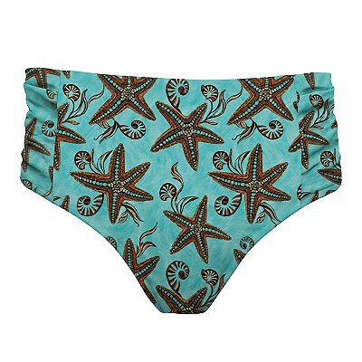 Calcinha de Biquíni Hot Pants Franzida Fundo do Mar Turquesa