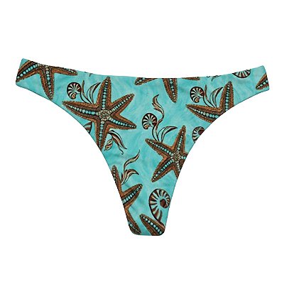 Calcinha de Biquíni Tanga Fio Duplo Fundo do Mar Turquesa