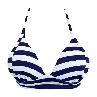 Top de Biquíni Meia Taça Listras Azul Navy