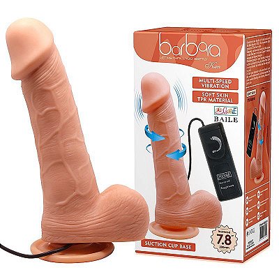 BAILE BARBARA KEN - PÊNIS REALÍSTICO, ROTATIVO, COM VIBRADOR MULTIVELOCIDADE E CONTROLE COM FIO - 20 X 4,7 CM