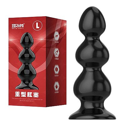 SUPER BUTT PLUG L - PLUG ANAL EM SILICONE COM FORMATO ESCALONADO E VENTOSA