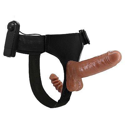 BAILE ULTRA PASSIONATE HARNESS DUAL MOTOR - CINTA PARA DUPLA PENETRAÇÃO COM 2 PÊNIS MACIO REALÍSTICOS. ESCROTO, COM VIBRAÇÃO