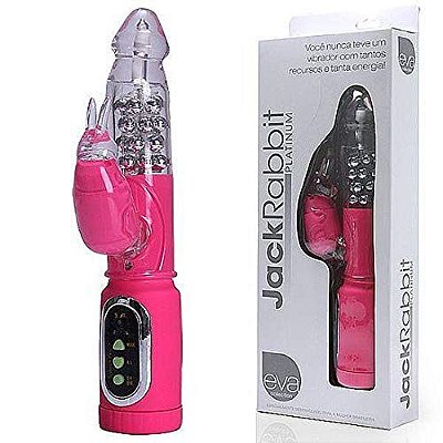 JACK RABBIT PLATINUM - VIBRADOR ROTATIVO COM ESTIMULADOR DE CLITÓRIS 26 X 5 CM - ROSA