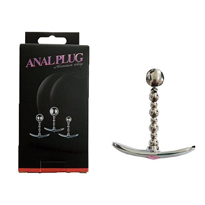 ANAL PLUG ALUMINUM ALLOY - PLUG ANAL ESCALONADO DE METAL COM JÓIA - 6,6 X 1,6 CM