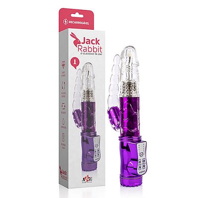 VIBRADOR JACK RABBIT ROTATIVO RECARREGÁVEL COM PLUG ANAL - 36 MODOS DE VIBRAÇÃO