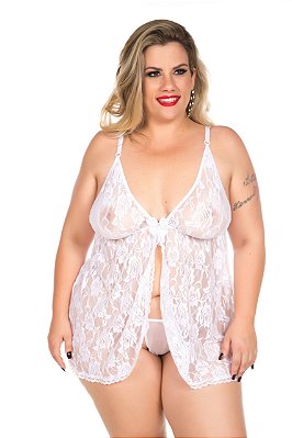 CAMISOLA RENDA ABERTA PLUS - BRANCO