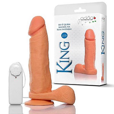 Pênis realístico com escroto e vibrador ventosa 20x4.5cm - King08