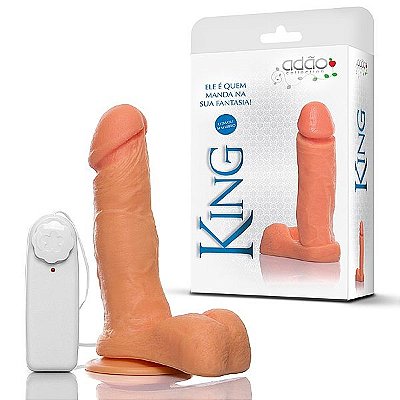 Pênis realístico com escroto e vibrador ventosa 16.5x4cm - King06