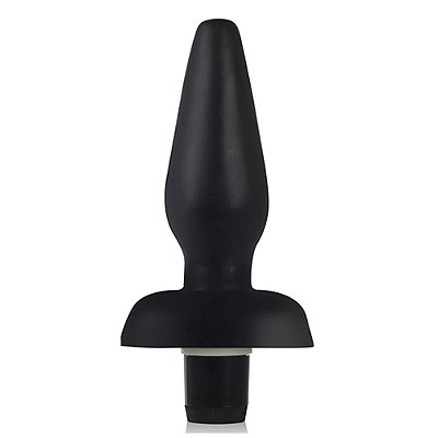 Plug anal cônico 15 x 4,5 cm na cor preto - com vibrador 12 velocidades