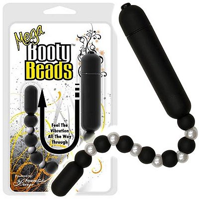 Cápsula vibratória com cordão anal - booty beads large black