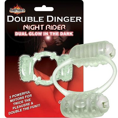 Anel peniano fosforescente com duas cápsulas - Double Dinger Night Rider