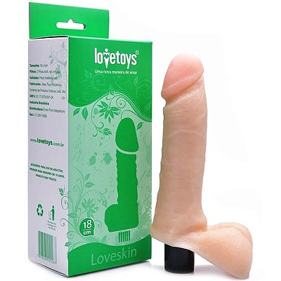 Pênis realístico em cyber skin de 18cm com escroto e vibrador