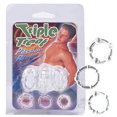 Kit com 3 anéis penianos - triple treat passion rings