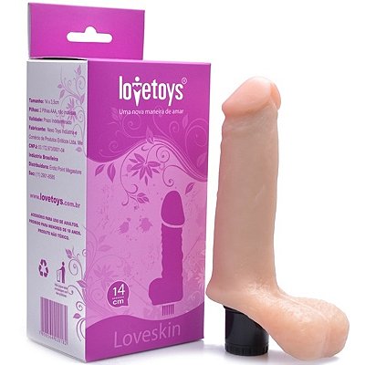 Pênis com escroto realístico com 14cm em cyber skin com vibrador