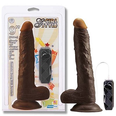 Pênis com escroto realístico com vibrador e ventosa - 23x4cm