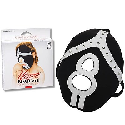 Máscara para fetiche com abertura para o nariz e boca - ultimate bondage kinky face mask