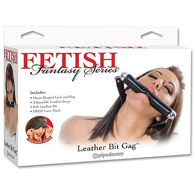 Mordaça com formato de bastão - leather bit gag