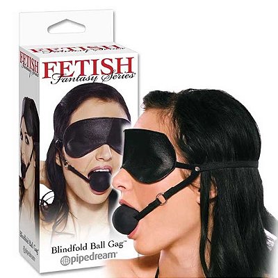 Mordaça com formato de bola - blindfold ball gag