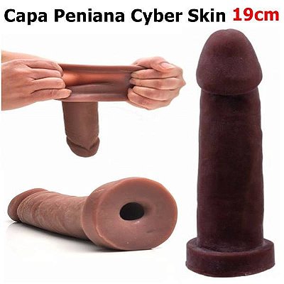 Capa peniana cyber skin 19x4.5cm - cor chocolate