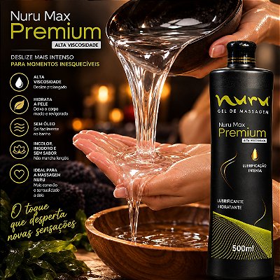 Nuru Premium Max 500ml — Gel de Massagem Japonesa Corpo a Corpo, Alta Viscosidade