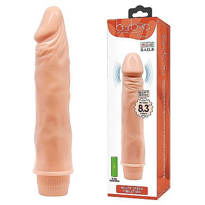 BAILE BARBARA - PÊNIS COM VEIAS DEFINIDAS E VIBRADOR MULTIVELOCIDADE - 21,5 X 4,0 CM