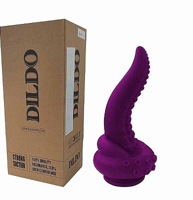 DILDO OCTOPUS - PÊNIS REALÍSTICO FORMATO DE TENTÁCULO DE POLVO COM VENTOSA 23X4CM - COR ROXA