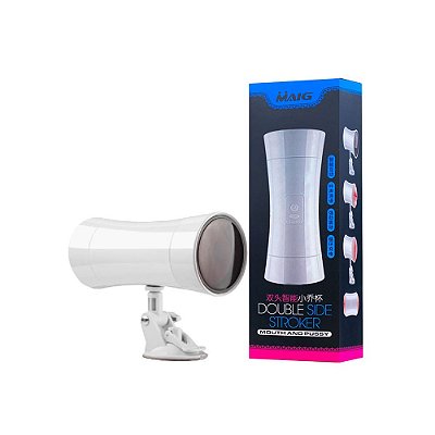 DOUBLE SIDE STROKER - MASTURBADOR DUPLO COM BOCA E VAGINA EM CYBER SKIN COM VIBRADOR RECARREGÁVEL E VENTOSA