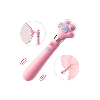 S-HANDE MEOW - PATA DE GATO VIBRADOR E MASSAGEDOR RECARREGÁVEL FORTE DE PONTO G E CLITÓRIS - 21CM