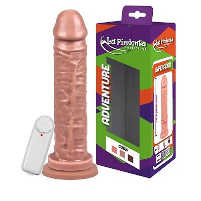 IMPERADOR - PÊNIS REALÍSTICO COM VENTOSA E VIBRADOR 21X4,5CM - COR BEGE