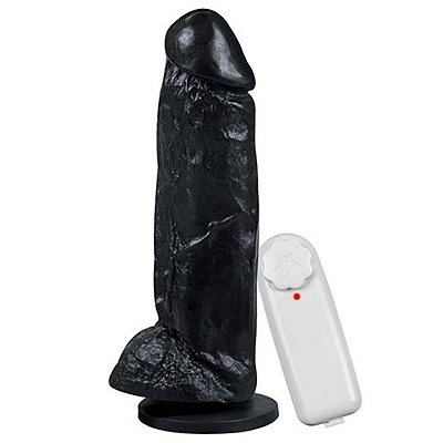 KONG - PÊNIS REALÍSTICO COM VENTOSA E VIBRADOR 18X4,5CM - COR PRETA